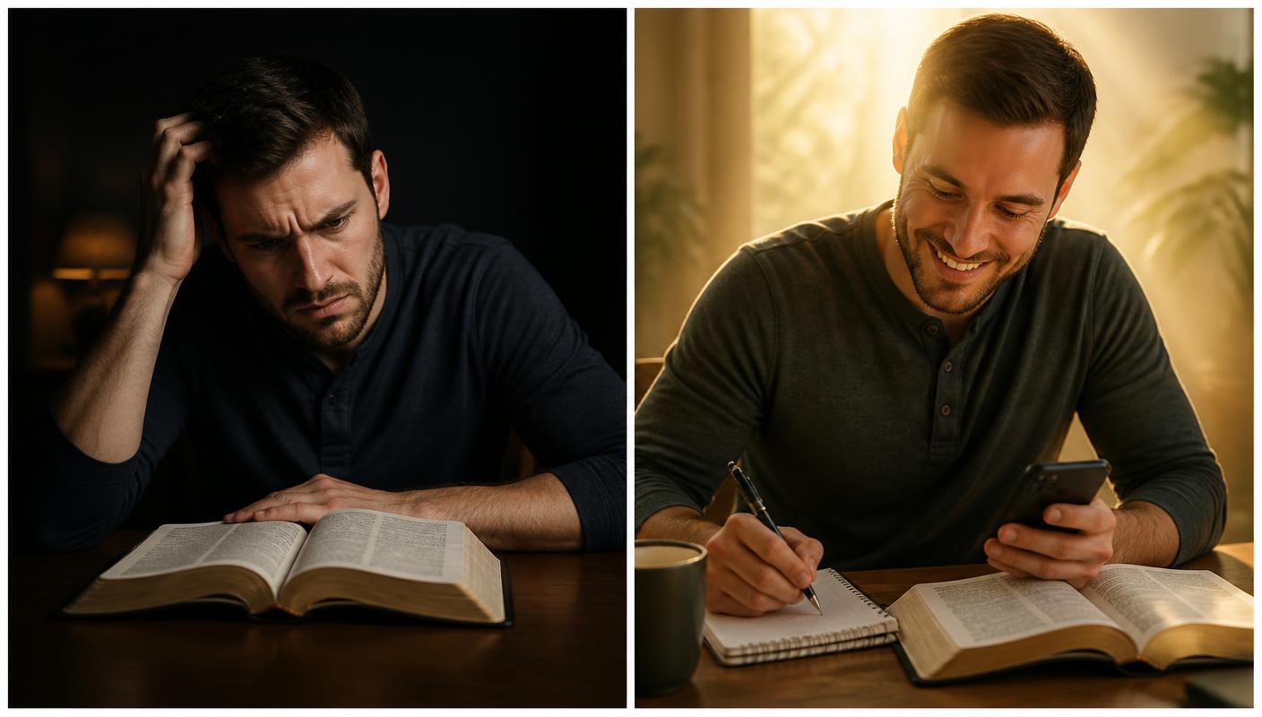 Comparação entre ler a Bíblia sem entender e estudar com contexto