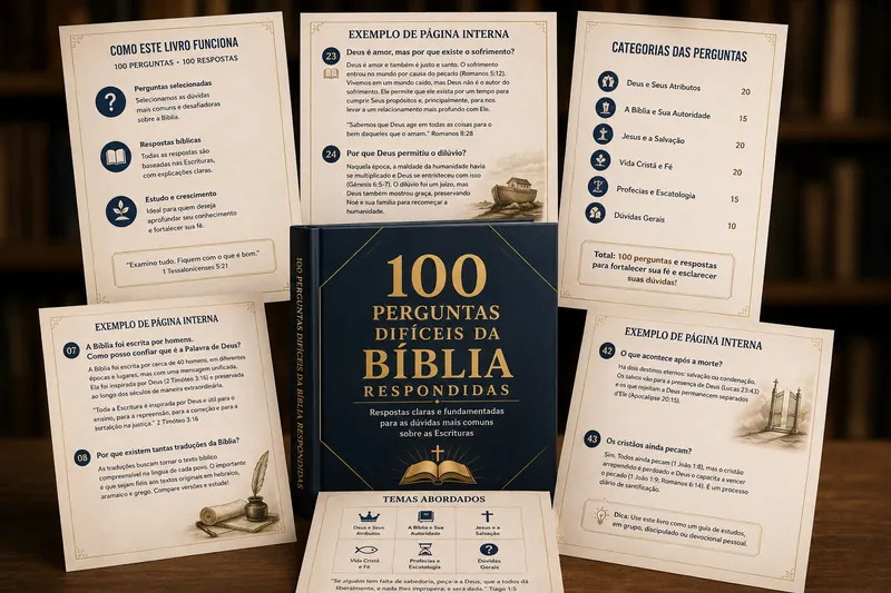 Mockup do bônus 100 Perguntas Difíceis da Bíblia Respondidas
