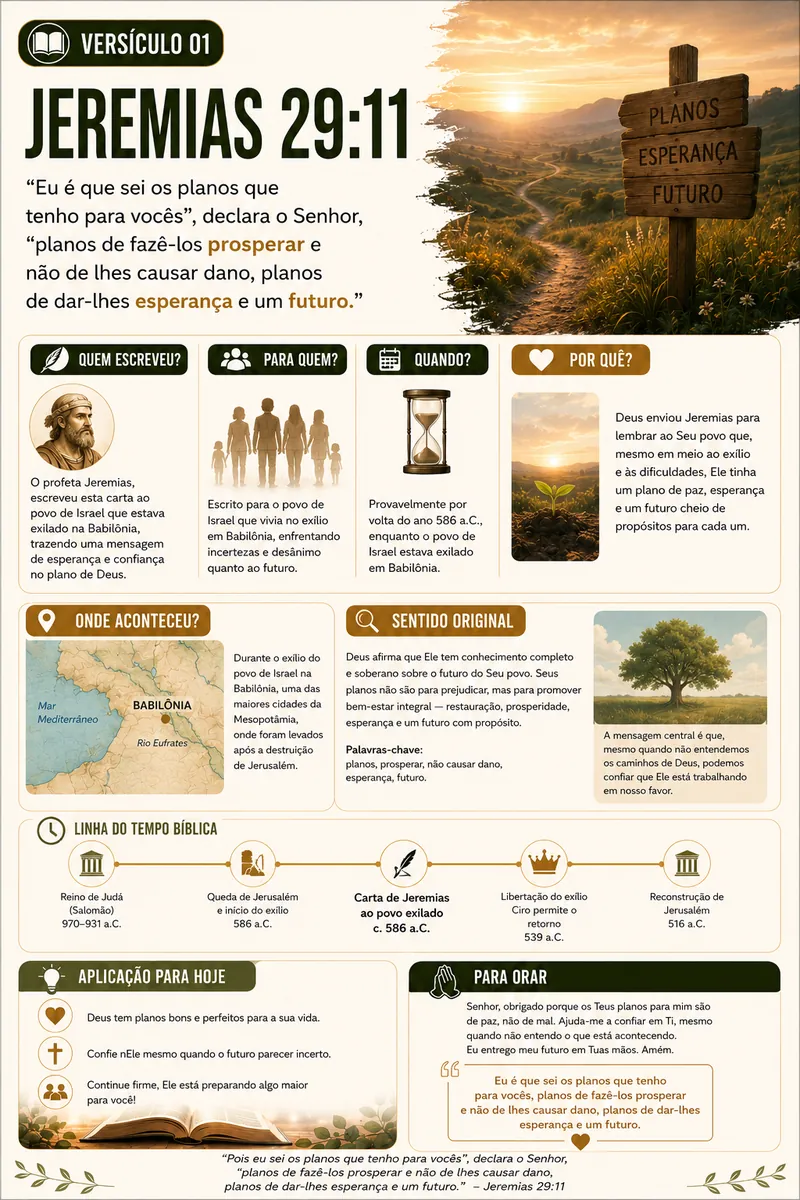 Página do guia sobre Jeremias 29:11 com contexto histórico e mapa da Babilônia
