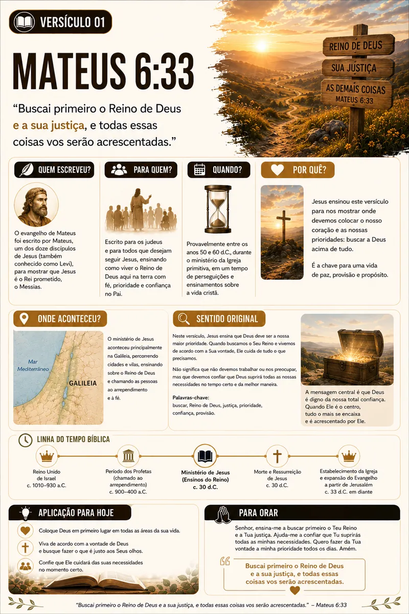 Página do guia sobre Mateus 6:33 com contexto da Galileia e sentido original