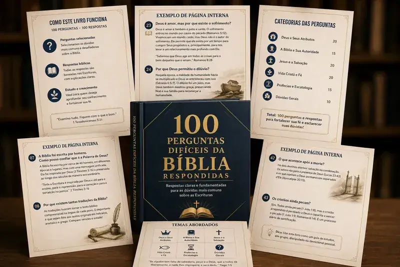 Mockup do bônus 100 Perguntas Difíceis da Bíblia Respondidas